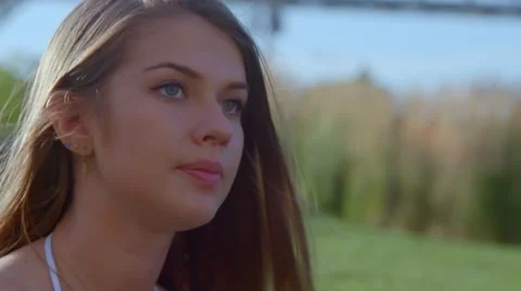 Profile of beautiful blonde Stock Footage 54062845