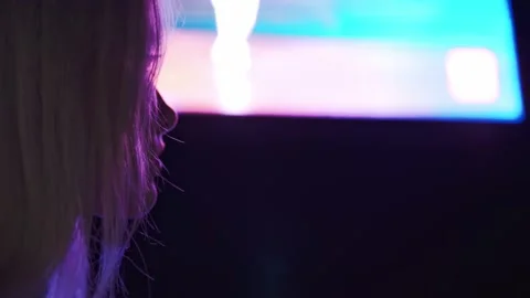 Profile of Beautiful Face of Young Blonde Woman on the Background of a Billboard Stock Footage 165382350
