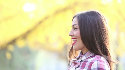 Profile of beautiful woman singing Stock Footage 59556681