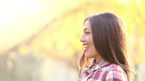 Profile of beautiful woman singing Stock Footage 59556685