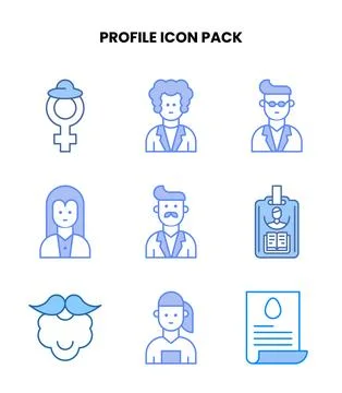 Profile Blue Vector Icons Pack イラスト素材