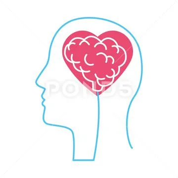 Profile with brain heart mental health care ~ Clip Art #141569639