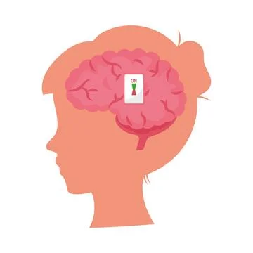 Profile brain with switch Stock Illustration