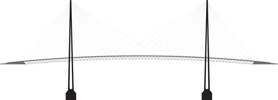 Profile cable-stayed bridge Stock Illustration