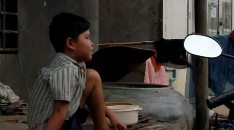 Profile of Cambodian Boy Stock Footage 12169544