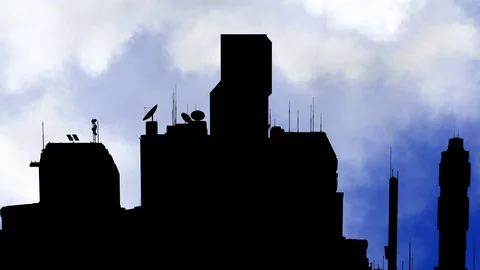 Profile of a city with time lapse clouds - 3D rendering Stock Footage 120134705