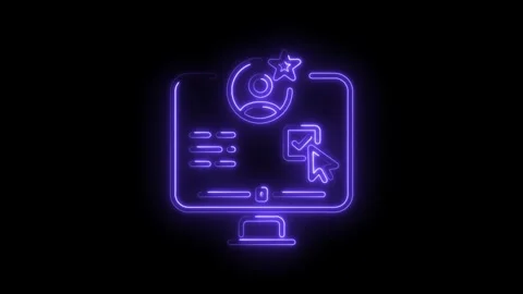 Profile creation with neon ui user interface and checkmark on computer screen Stock Footage 330776294