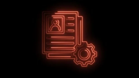 Profile data configuration animated orange neon light on black background Stock Footage 322975496