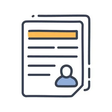 Profile document icon. Hand drawn style icon of a profile document with lin.. Stock Illustration