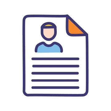 Profile document icon. Person profile document with folded corner, data, in.. Stock Illustration