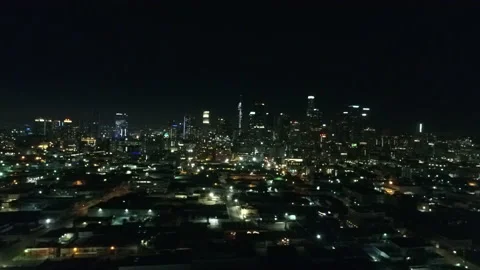 Profile downtown LA nighttime Stock Footage 160976985