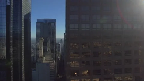 Profile downtown LA sunset Stock Footage 160966265
