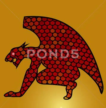 Profile dragon with open mouth mosaic Stock Illustration
