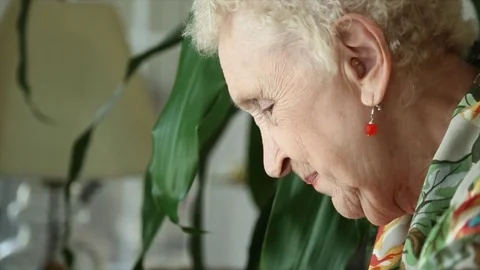 Profile of Elderly Woman Stock Footage 75212717