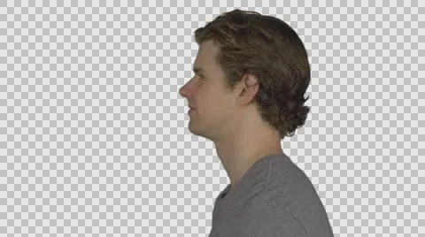 Profile of an expressionless man (Transparent Background) Stock Footage 64875532