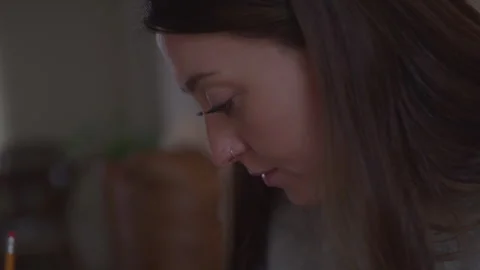 Profile Of Focused College Student Looking Down Stock Footage 270330670