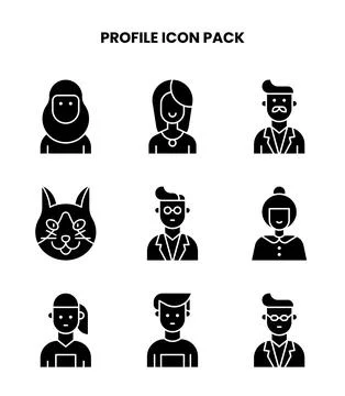 Profile Glyph UI Icons Pack Stock Illustration