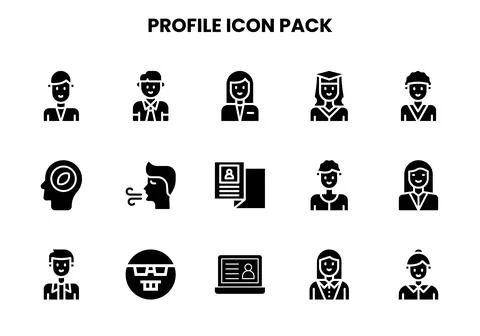 Profile Glyph UI Icons Pack Stock Illustration