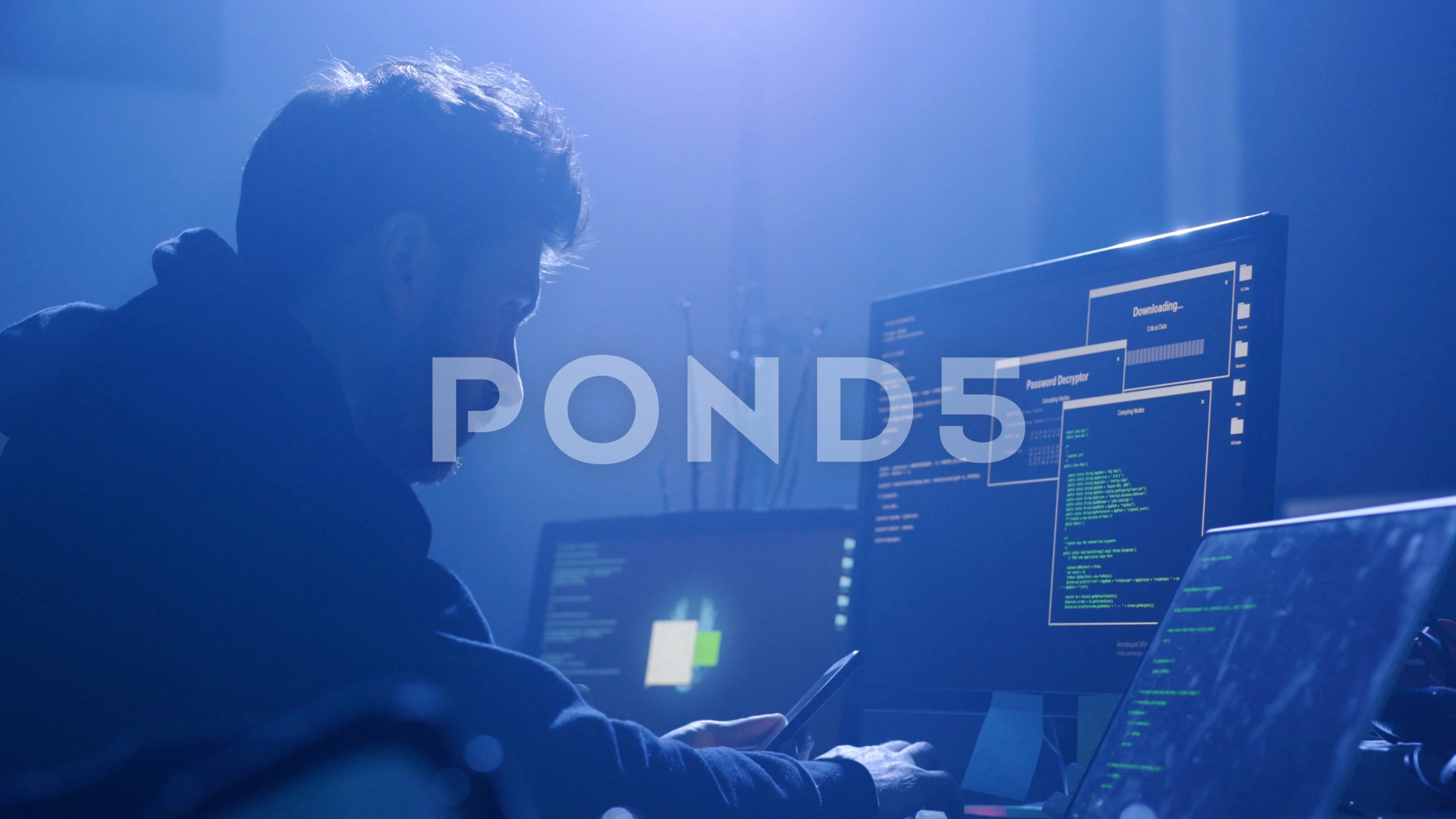 Profile Of Handsome Smart Computer Hacke Stock Video Pond5