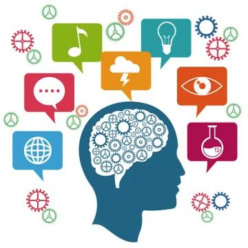 Profile head brain thinking innovation Stock Illustration