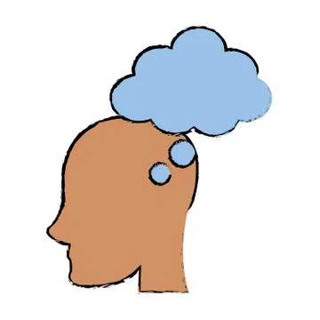 Profile head bubble thought Stock Illustration