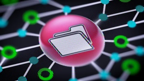 Profile of a head. Circuit board in the screen. Looping footage with codec Prore Stock Footage 109075754
