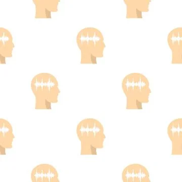 Profile of the head with sound wave inside pattern Illustrazione stock