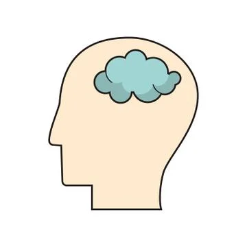 Profile head think brain Stock Illustration