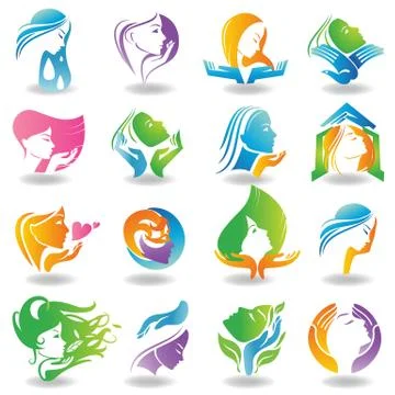 Profile of the human with hands Stock Illustration