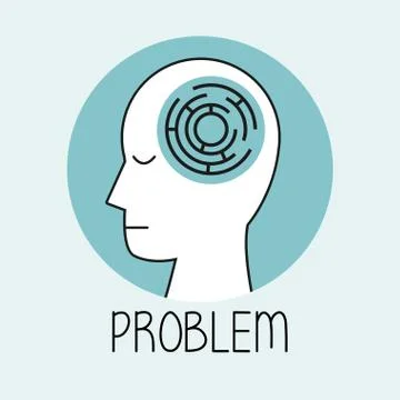 Profile human head problem Illustrazione stock