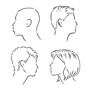 The profile of a human head, vector illustration sketch Stock Illustration
