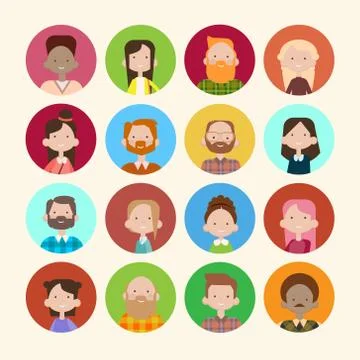 Profile Icon Avatar Image Group Casual People Big Crowd Diverse Ethnic Mix Race Stock Illustration