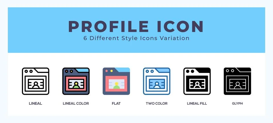 Profile icon set with different styles. Design elements for logo. Vector il.. イラスト素材