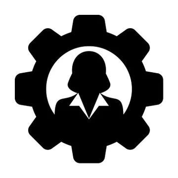 Profile icon vector female user person avatar with gear cogwheel for settings Stock Illustration