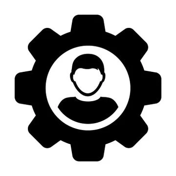 Profile icon vector male user person avatar with gear cogwheel for settings Stock Illustration