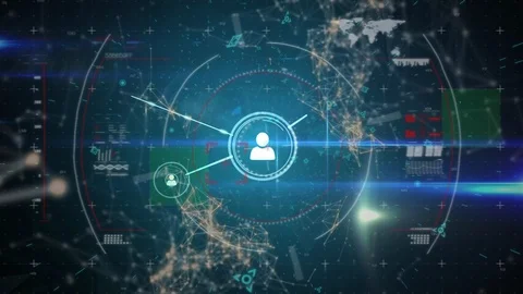 Profile icons and a digital interface Stock Footage 112038794