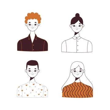 Profile icons pack in hand drawn style Stock Illustration