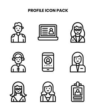 Profile Line Graphics Icons Pack Illustrazione stock