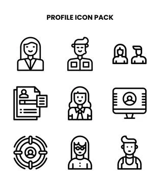 Profile Line Icons Pack Stock Illustration