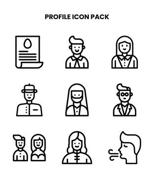 Profile Line Vector Icons Pack イラスト素材