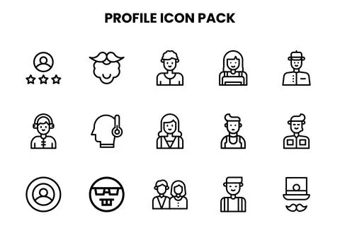 Profile Line Vector Icons Pack Stockillustratie