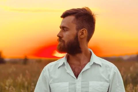 Profile of man with beard Stock Photos