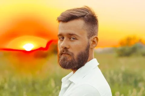 Profile of man with beard Stock Photos
