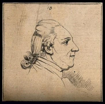 Profile of a man displaying a sanguinary temperament. Drawing, c. 1792. Stock Illustration