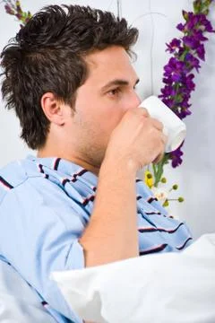 Profile of man drinking coffee Foto stock