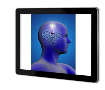 Profile of a man with gears Illustrazione stock