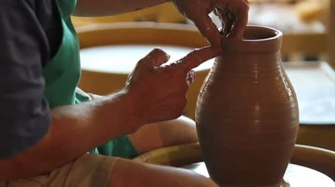 Profile of a man at a potter's wheel Stock Footage 8960785
