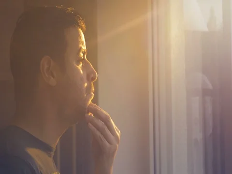 Profile of a Man's Face at Sunset Stock Footage 77071721