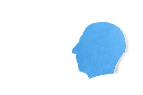 The profile of the man's head is made of dense blue material Stock Photos