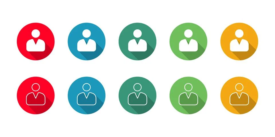 Profile or User Icon set vector illustration with long shadow Illustrazione stock